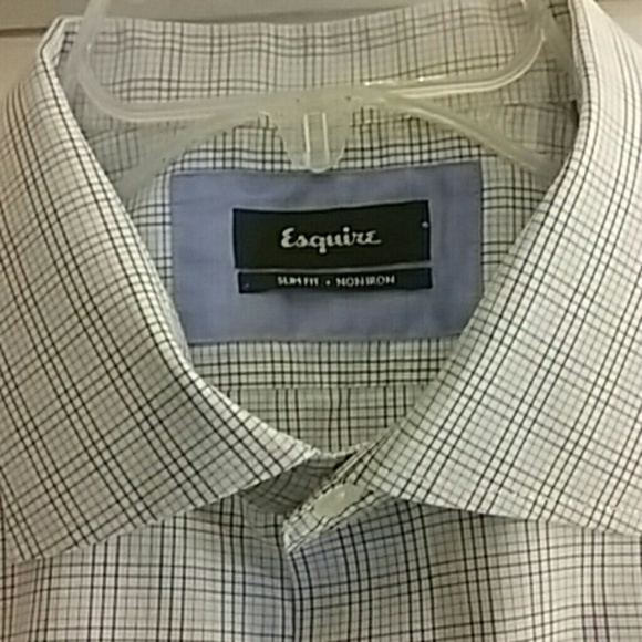 ESQUIRE Blue Check Slim Fit Dress Shirt - Picture 3 of 4